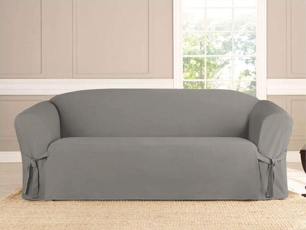 Linen Store Microsuede Furniture Slipcover, Couch Protector Machine Washable Loveseat Cover Perfect for Kids, Dogs, Pets (Taupe, Loveseat)