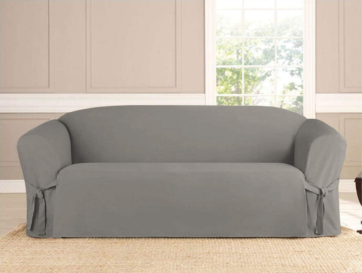 Linen Store Microsuede Furniture Slipcover, Couch Protector Machine Washable Loveseat Cover Perfect for Kids, Dogs, Pets (Taupe, Loveseat)