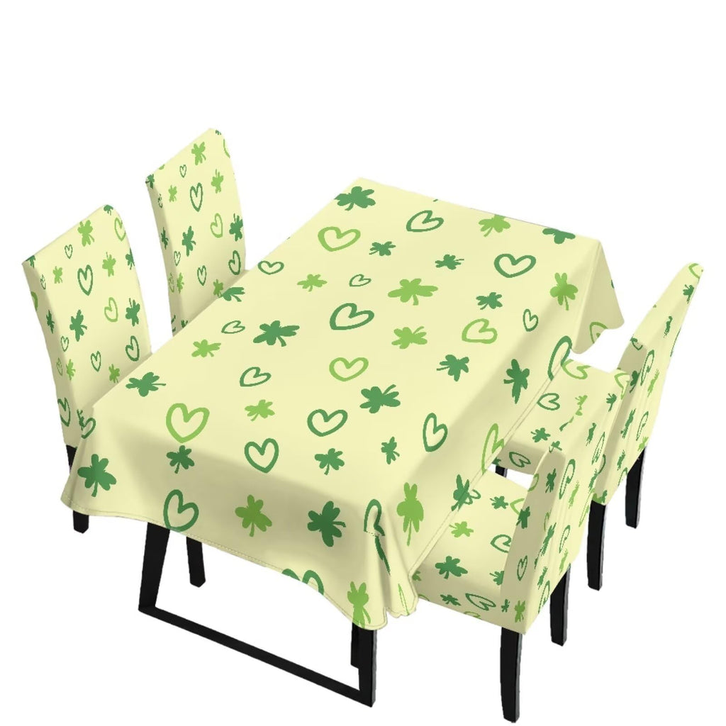 Light Grey 7 Pcs Tablecloth and Chair Covers Set Removable Chair Covers Set of 6 with Table Cover for Dining Room Washable Furniture Protector for Family Gathering Potluck
