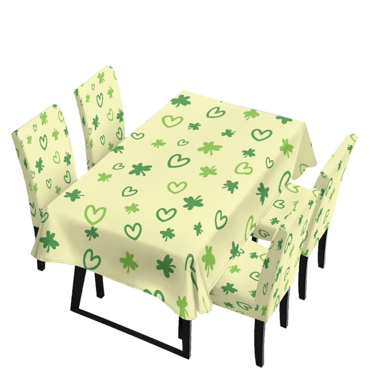 Light Grey 7 Pcs Tablecloth and Chair Covers Set Removable Chair Covers Set of 6 with Table Cover for Dining Room Washable Furniture Protector for Family Gathering Potluck