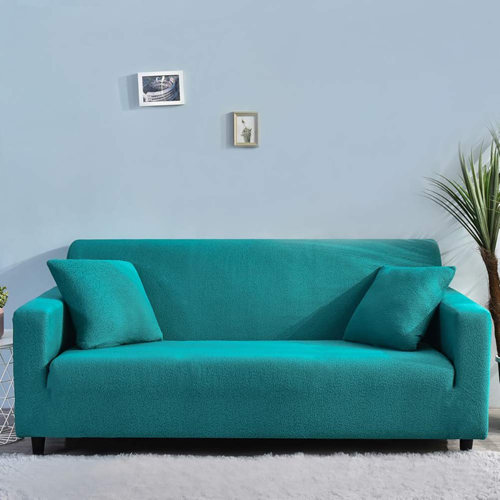 Waterproof Solid Colors Sofa Slipcover, Armchair Loveseat 1/2/3/4 Seater Elastic Seersucker Non Slip Cushion Covers, Durable Wear Resistant Furniture Protection Yolk Yellow 35-55"