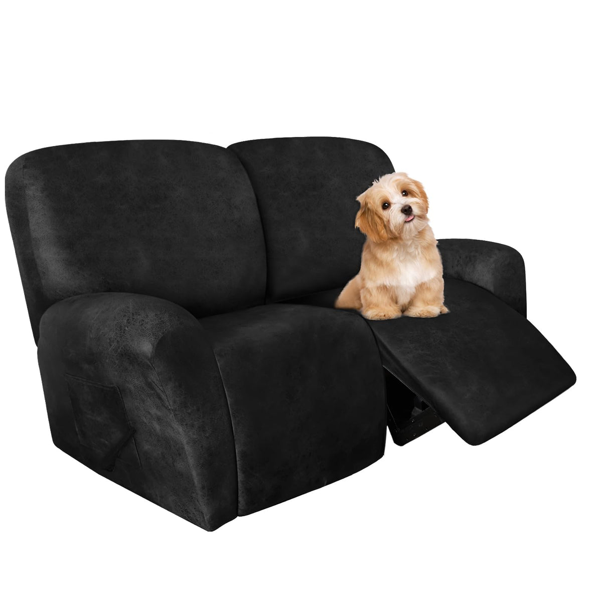molasofa Leather Like Additional Recliner Console Cover for Reclining Loveseat Covers Stretch Jacquard Middle Consolefor Recliner Couch(Dark Brown)