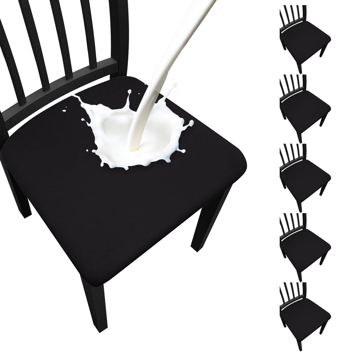 Waterproof Dining Chair Seat Covers Set of 6, Stretch Removable Dining Room Seat Covers for Dining Chairs, Kitchen, Hotel, Party