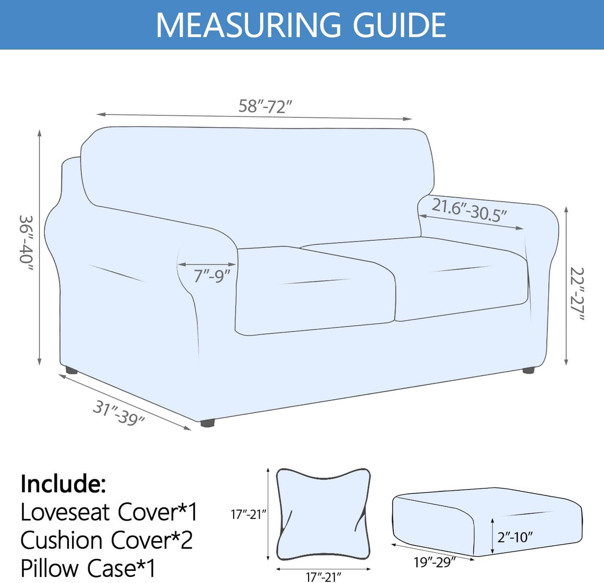 Stretch Printed Sofa Cover Couch Covers, 4-PieceLoveseat Slipcovers with 2 Separate Cushion Cover & 1 Pillow Case, Washable Soft Spandex Furniture Protector for Living Room(Loveseat, Flower)