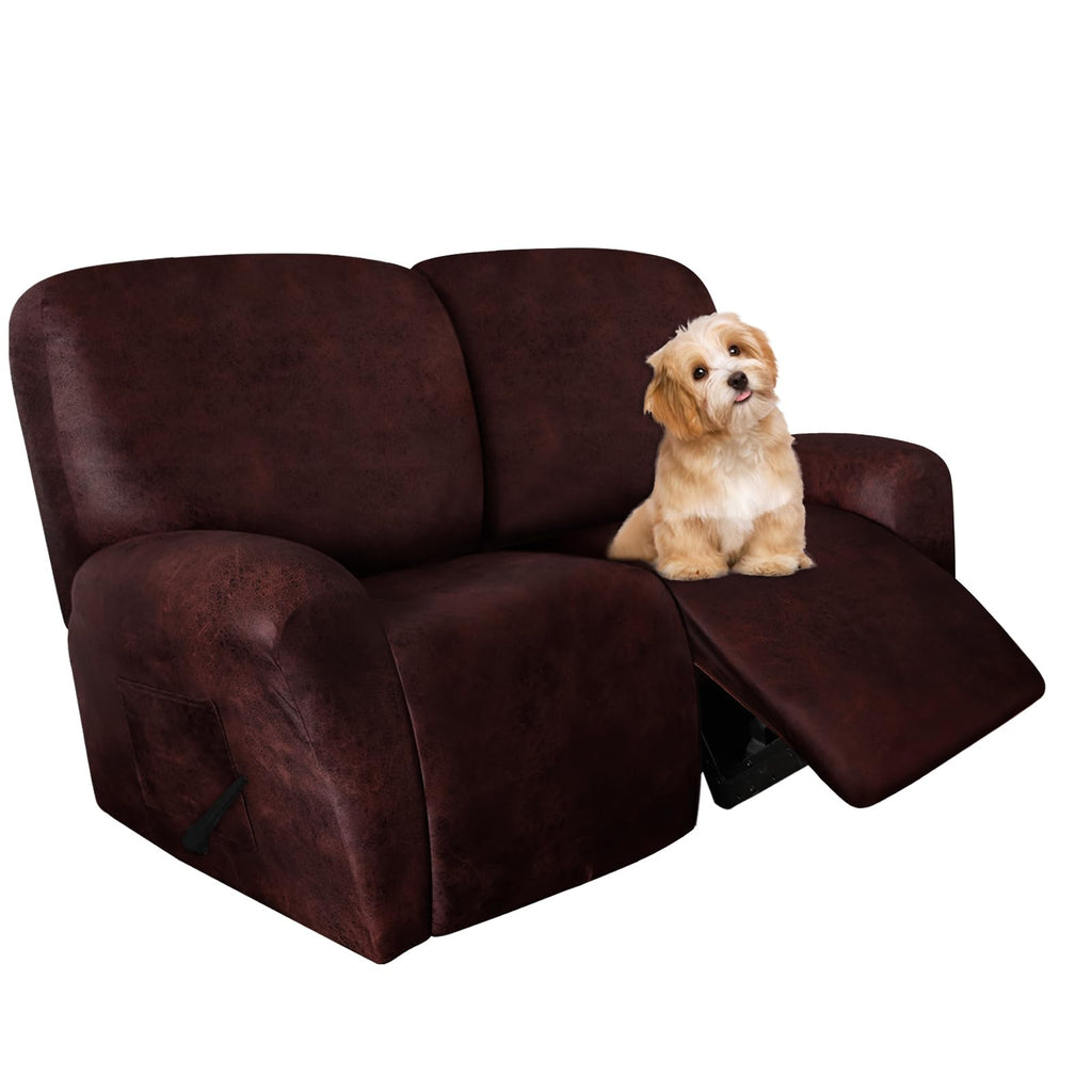 molasofa Leather Like Additional Recliner Console Cover for Reclining Loveseat Covers Stretch Jacquard Middle Consolefor Recliner Couch(Dark Brown)