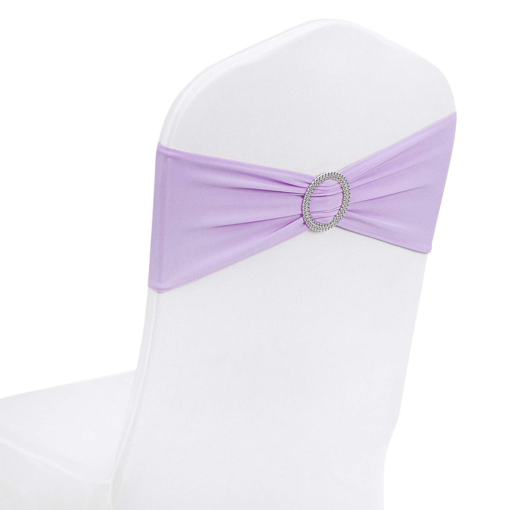 Peomeise 50pcs Fuchsia Spandex Chair Sashes with Buckle Slider for Wedding, Party Decoration