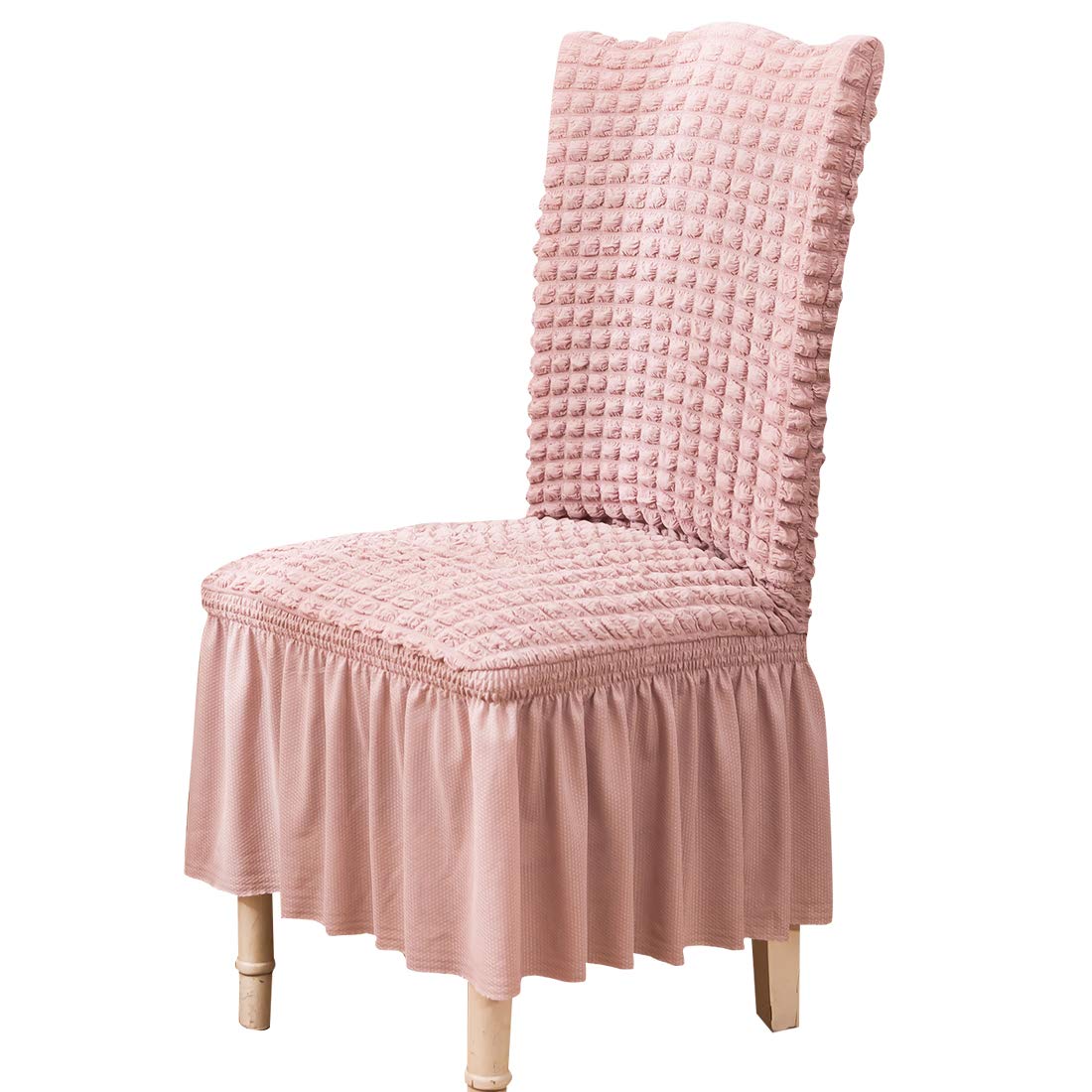 Dorm Chair Cover, Dining Chair Slipcover Stretch Washable with Skirt White