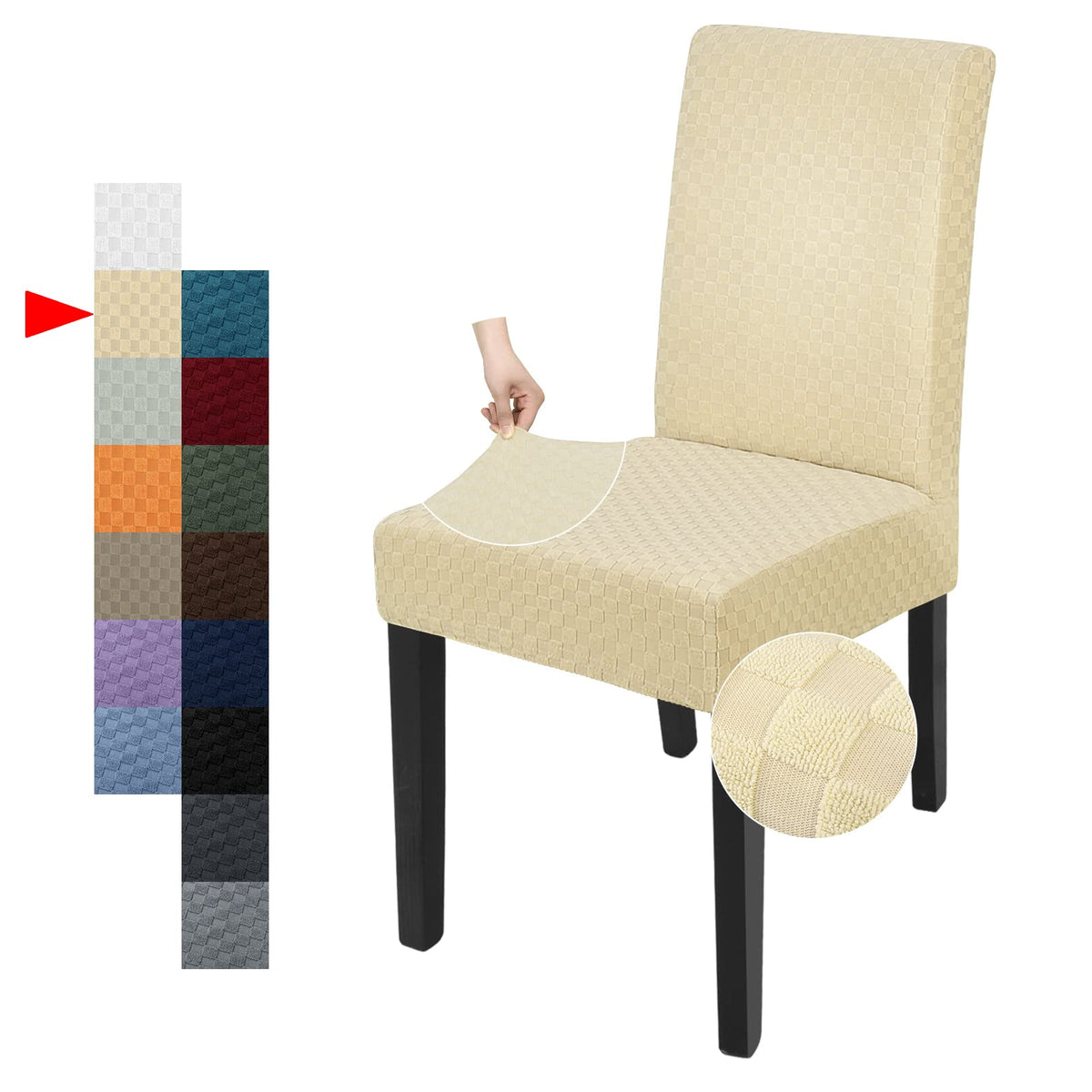 YEMYHOM 2 Packs Latest Checkered Dining Chair Slipcover Parsons Chair Furniture Protector Stretch Chair Covers for Dining Room, Restaurant, Kitchen, Party (Light Gray)