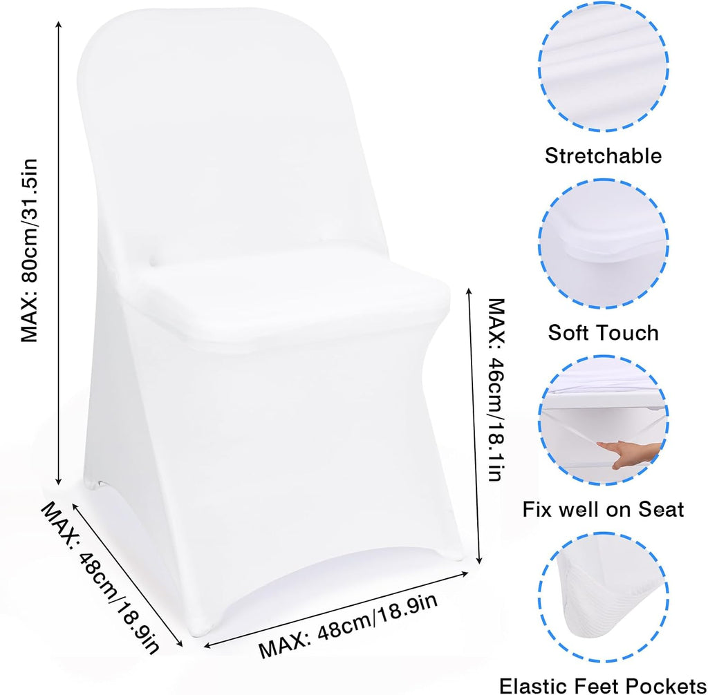 Fixwal 36 Pcs White Folding Chair Covers Spandex Stretch Slipcover
