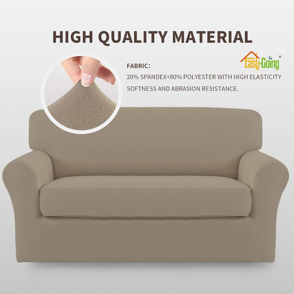 Easy-Going 2 Pieces Stretch Loveseat Couch Sofa Slipcover Washable