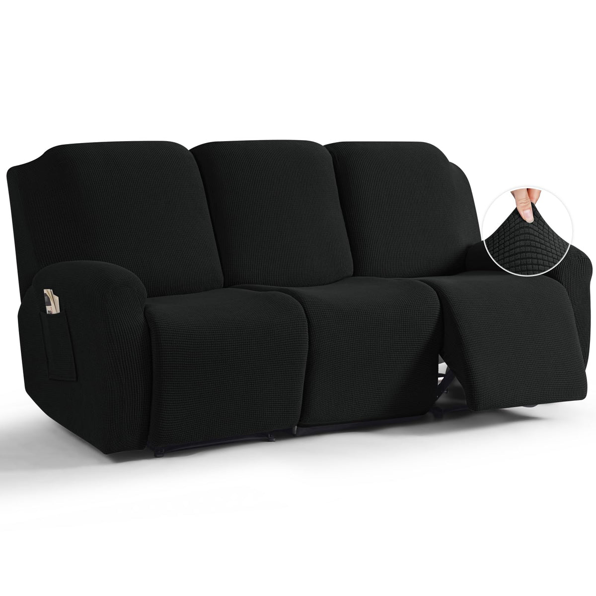 TAOCOCO Stretch Loveseat Recliner Covers 6 Piece, Charcoal Grey