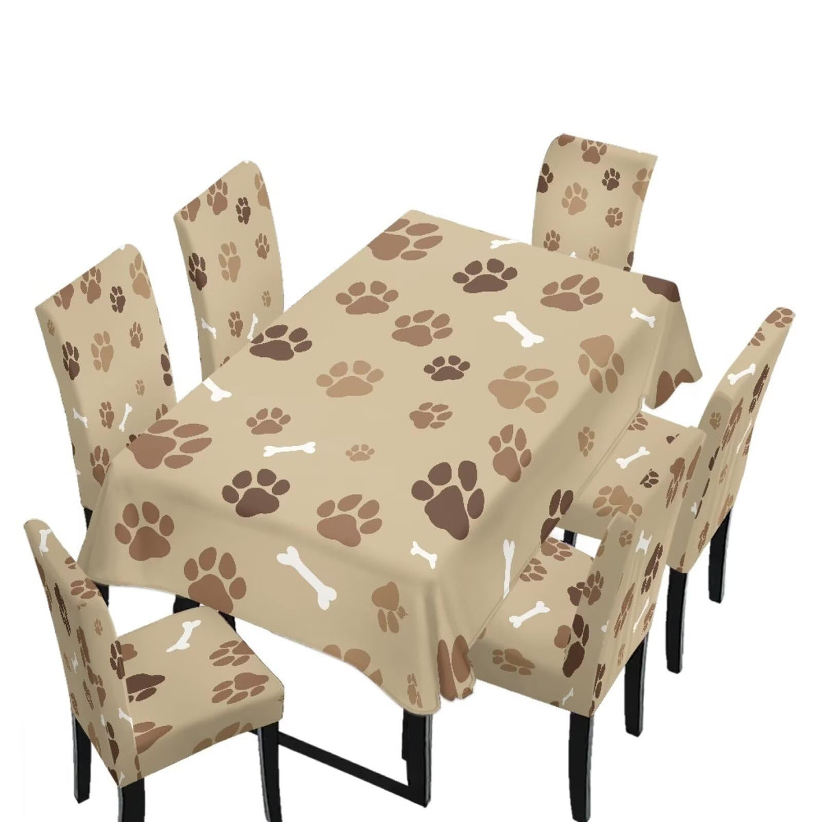 Fall Pumpkin Rectangular Table Cloth & Dining Chair Covers Set of 7, Stain Resistant Wipeable Chair Protectors for Farmhouse Rustic Home Kitchen Party Decor