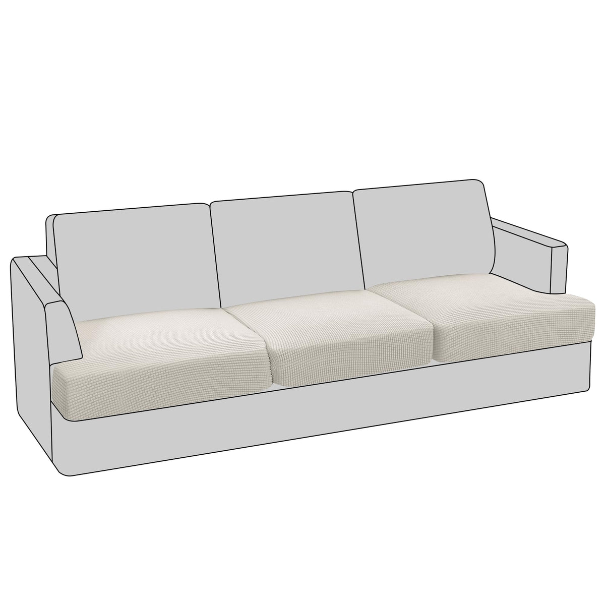 PrinceDeco T Cushion Loveseat Slipcover - 3 Pieces Sofa Cover for 2 Cushion Couch with 2 Individual T Shape Seat Covers Width Up to 76 Inch - Stretch, Machine Washable, Porcelain