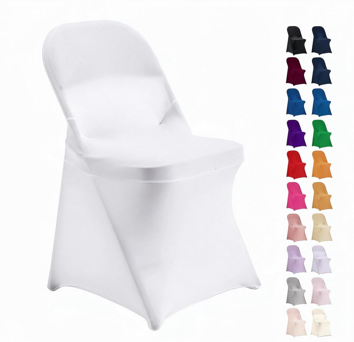 Peomeise Stretch Spandex Folding Chair Cover for Wedding Party Dining Banquet Event (White,12pcs)
