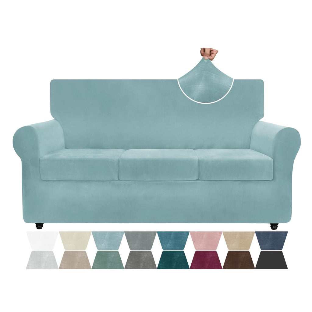 ZNSAYOTX 3-Piece Loveseat Slipcovers High Stretch Spandex Sofa Slip Cover Living Room Love Seat Couch Covers for 2 Cushion Couch Jacquard Small Checks Furniture Protector (Dark Grey, Loveseat)