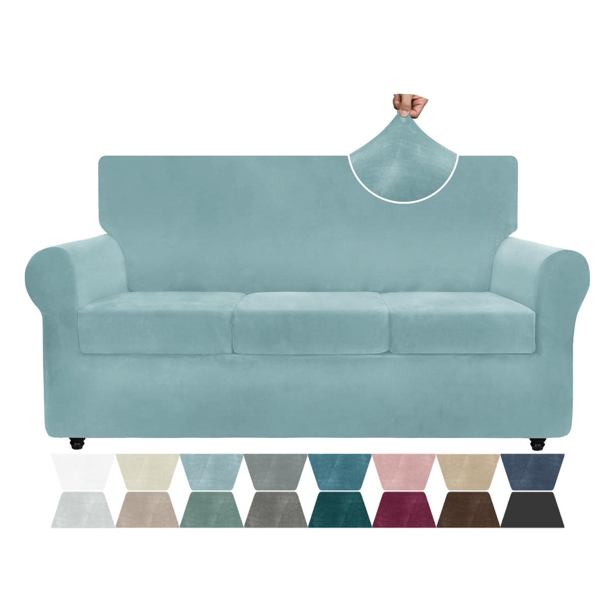ZNSAYOTX 3-Piece Loveseat Slipcovers High Stretch Spandex Sofa Slip Cover Living Room Love Seat Couch Covers for 2 Cushion Couch Jacquard Small Checks Furniture Protector (Dark Grey, Loveseat)