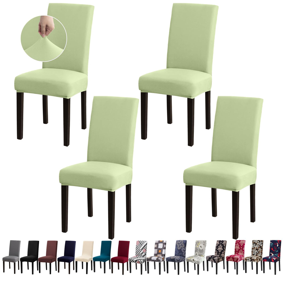 Chair Covers, Stretch Dining Room Chair Covers Set of 6, Removable Washable Dining Chair Slipcovers for Home, Hotel, Banquet