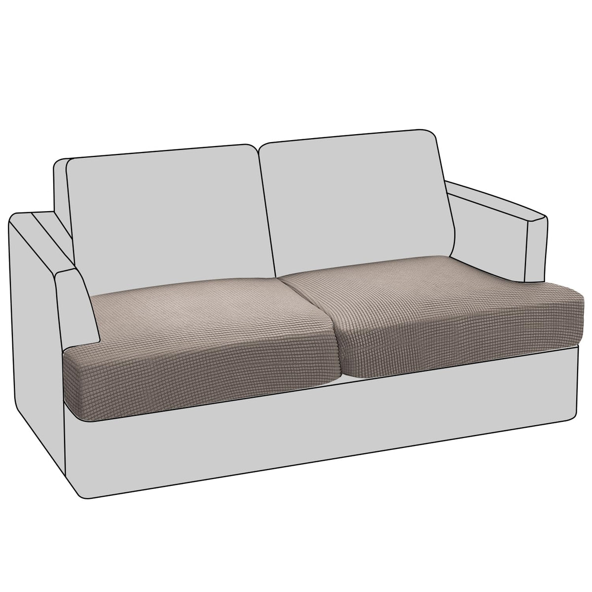 PrinceDeco T Cushion Loveseat Slipcover - 3 Pieces Sofa Cover for 2 Cushion Couch with 2 Individual T Shape Seat Covers Width Up to 76 Inch - Stretch, Machine Washable, Porcelain