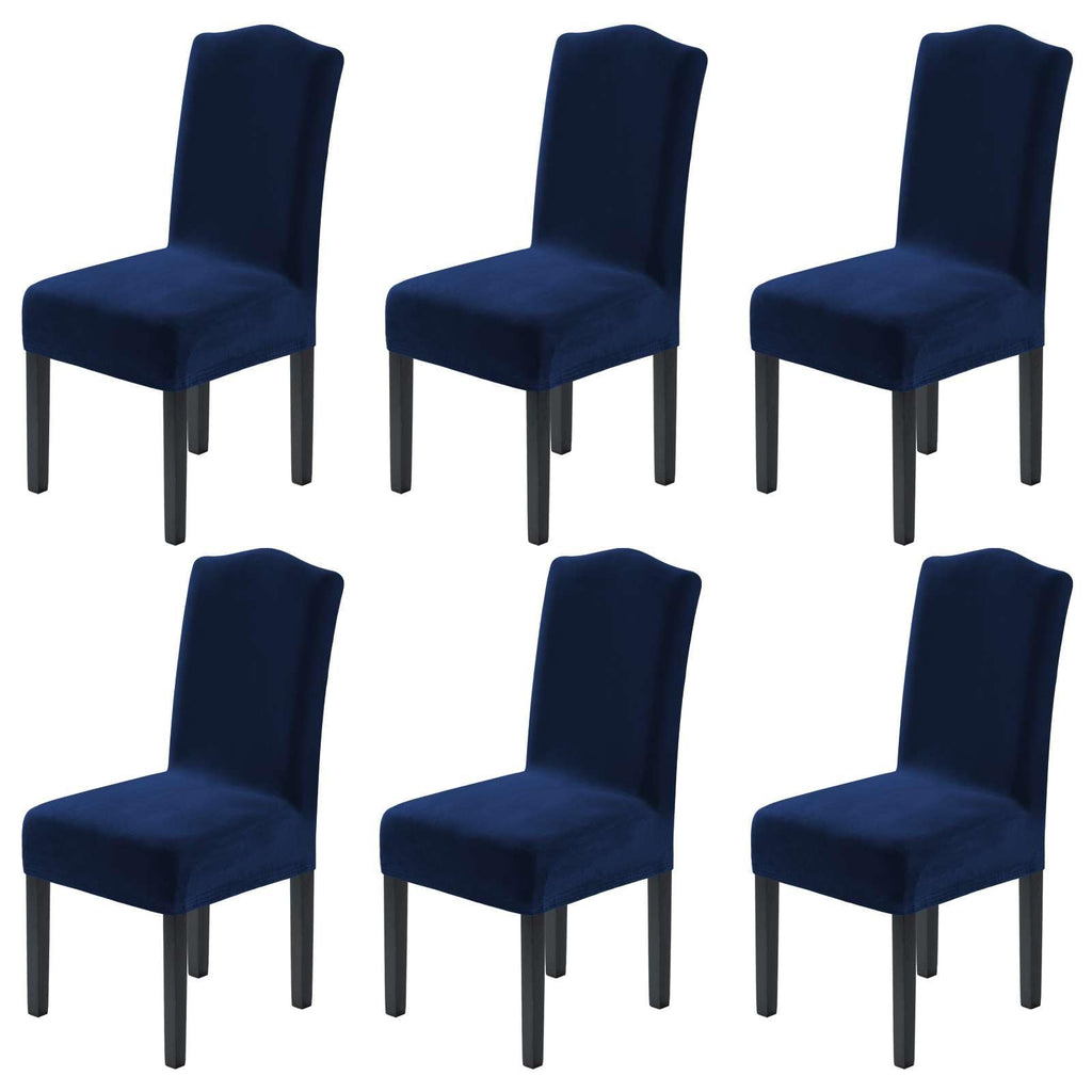 H.VERSAILTEX Dining Chair Covers Velvet Stretch Chair Covers for Dining Room Set of 6 Parson Chair Slipcovers Chair Protectors Covers, Soft Thick Solid Velvet Fabric Washable, Ivory