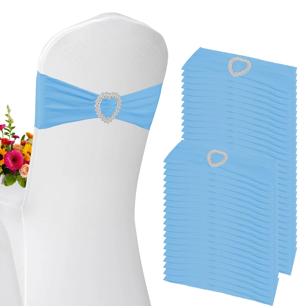 100PCS Spandex Stretch Chair Sashes Bows Universal Elastic Chair Cover Bands Ties with Buckle Slider for Wedding Party Birthday Reception Events Banquet Decoration(Pink)