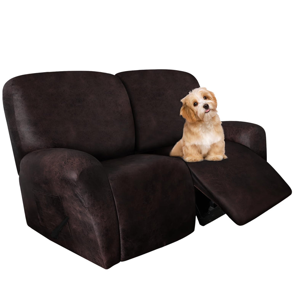molasofa Leather Like Additional Recliner Console Cover for Reclining Loveseat Covers Stretch Jacquard Middle Consolefor Recliner Couch(Dark Brown)