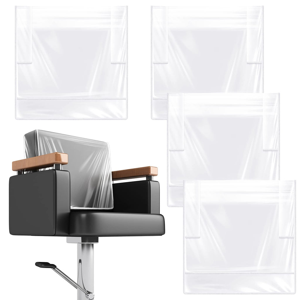 Hoolerry 4 Pcs Salon Chair Cover, Clear Square Chair Protectors, Black Edge
