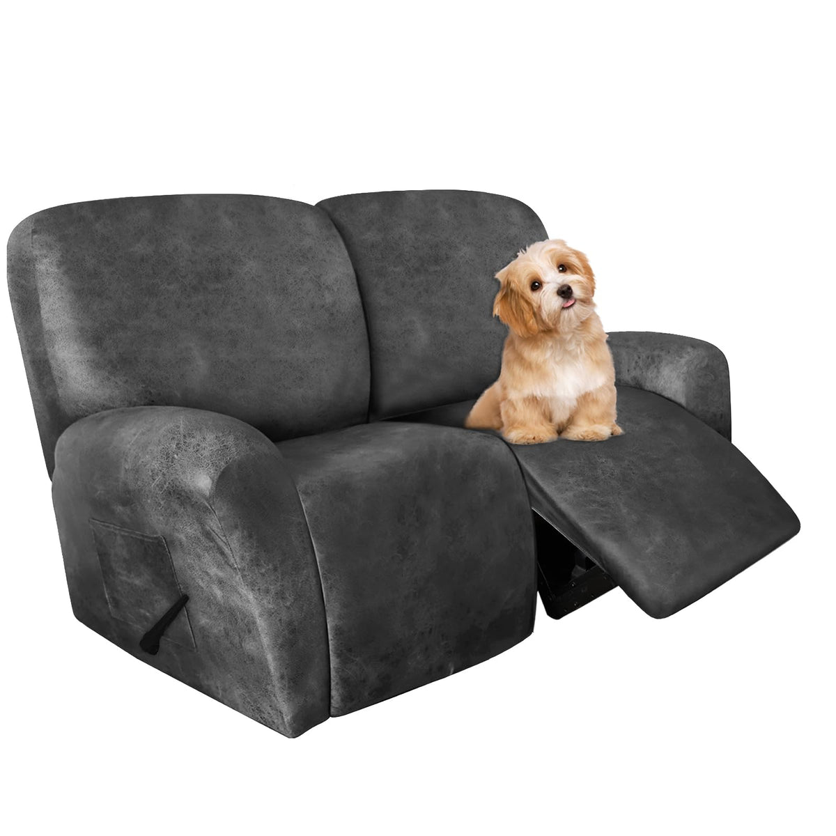 molasofa Leather Like Additional Recliner Console Cover for Reclining Loveseat Covers Stretch Jacquard Middle Consolefor Recliner Couch(Dark Brown)