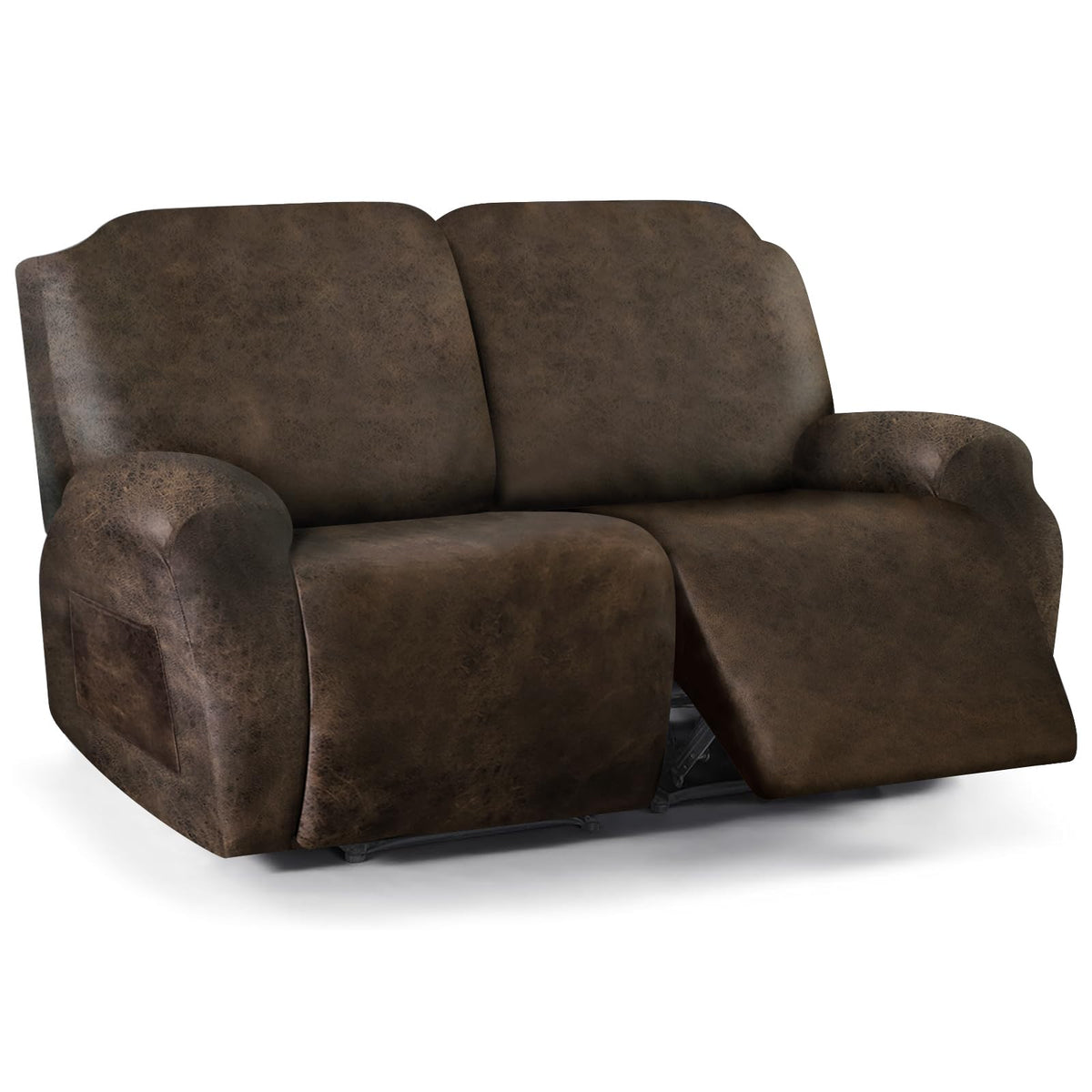 molasofa Leather Like Additional Recliner Console Cover for Reclining Loveseat Covers Stretch Jacquard Middle Consolefor Recliner Couch(Dark Brown)