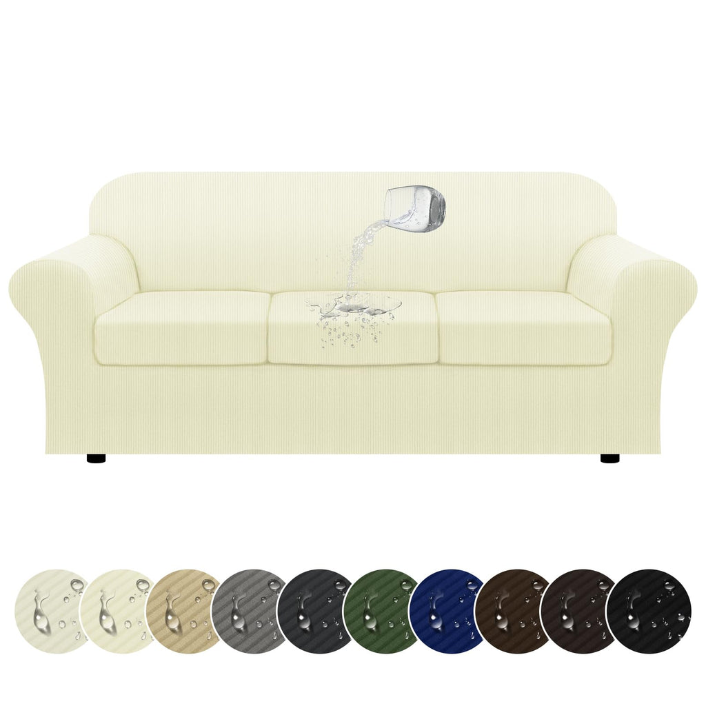 100% WaterproofLoveseat Cover 3-Piece Set Striped Loveseat Slipcovers for 2 Cushion Couch Sofa Covers with TPU Leakproof Bottom Stretch Couch Protector Pet Proof - Loveseat, Navy