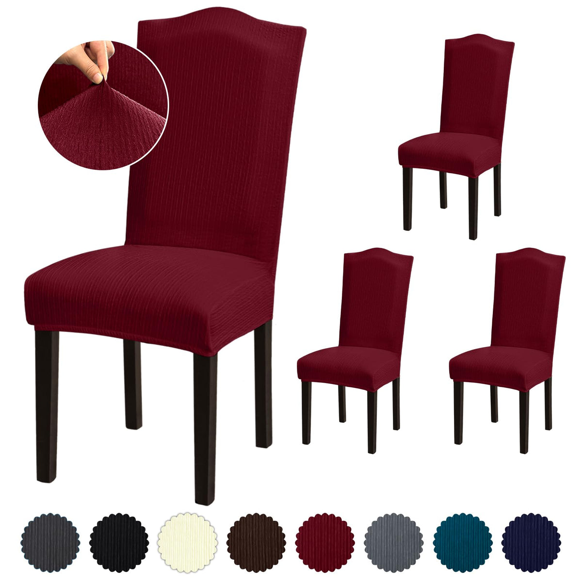 Stretch Dining Room Chair Covers Set of 6, Removable Washable Chair Covers for Dining Chairs,Dining Room, Hotel, Ceremony
