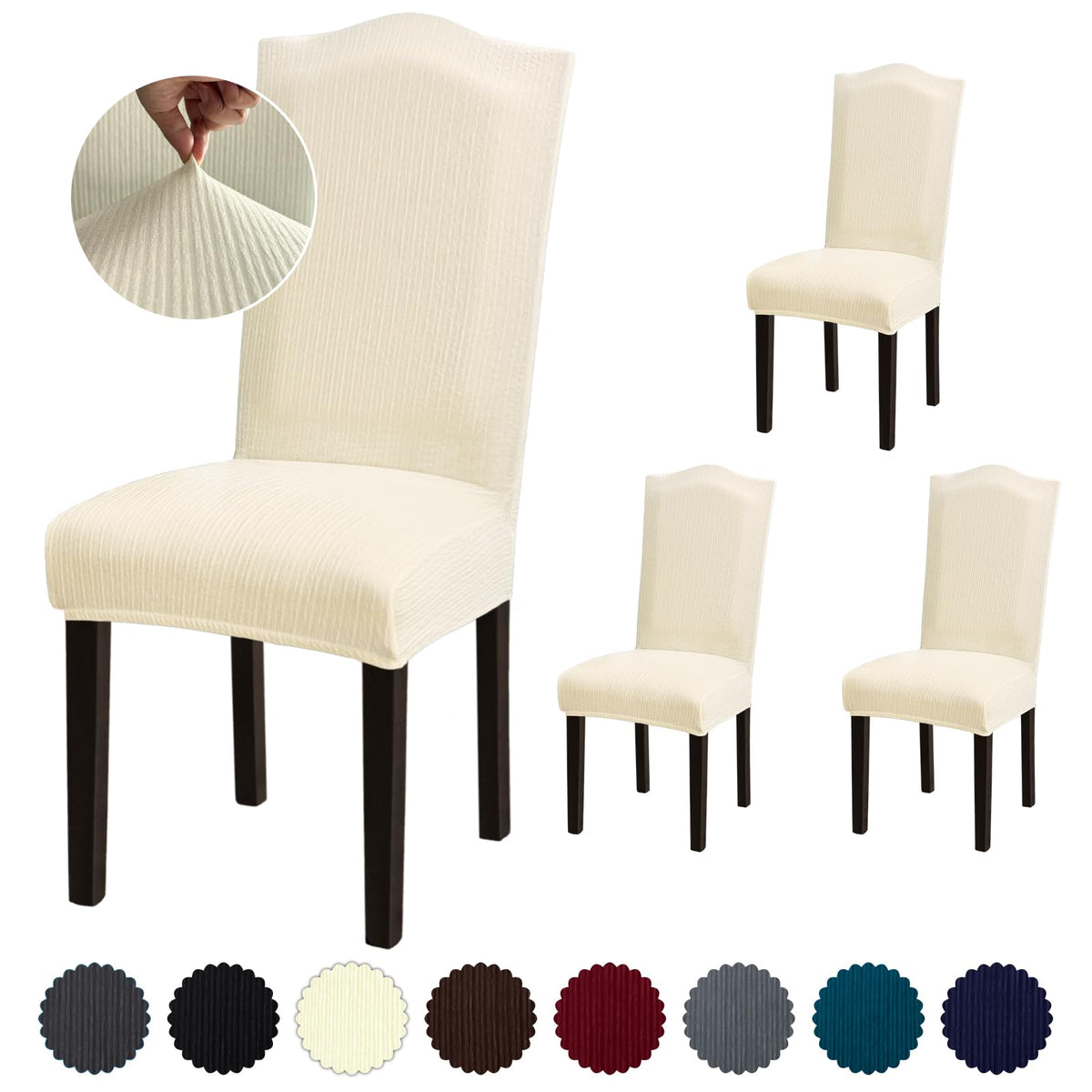 Stretch Dining Room Chair Covers Set of 6, Removable Washable Chair Covers for Dining Chairs,Dining Room, Hotel, Ceremony