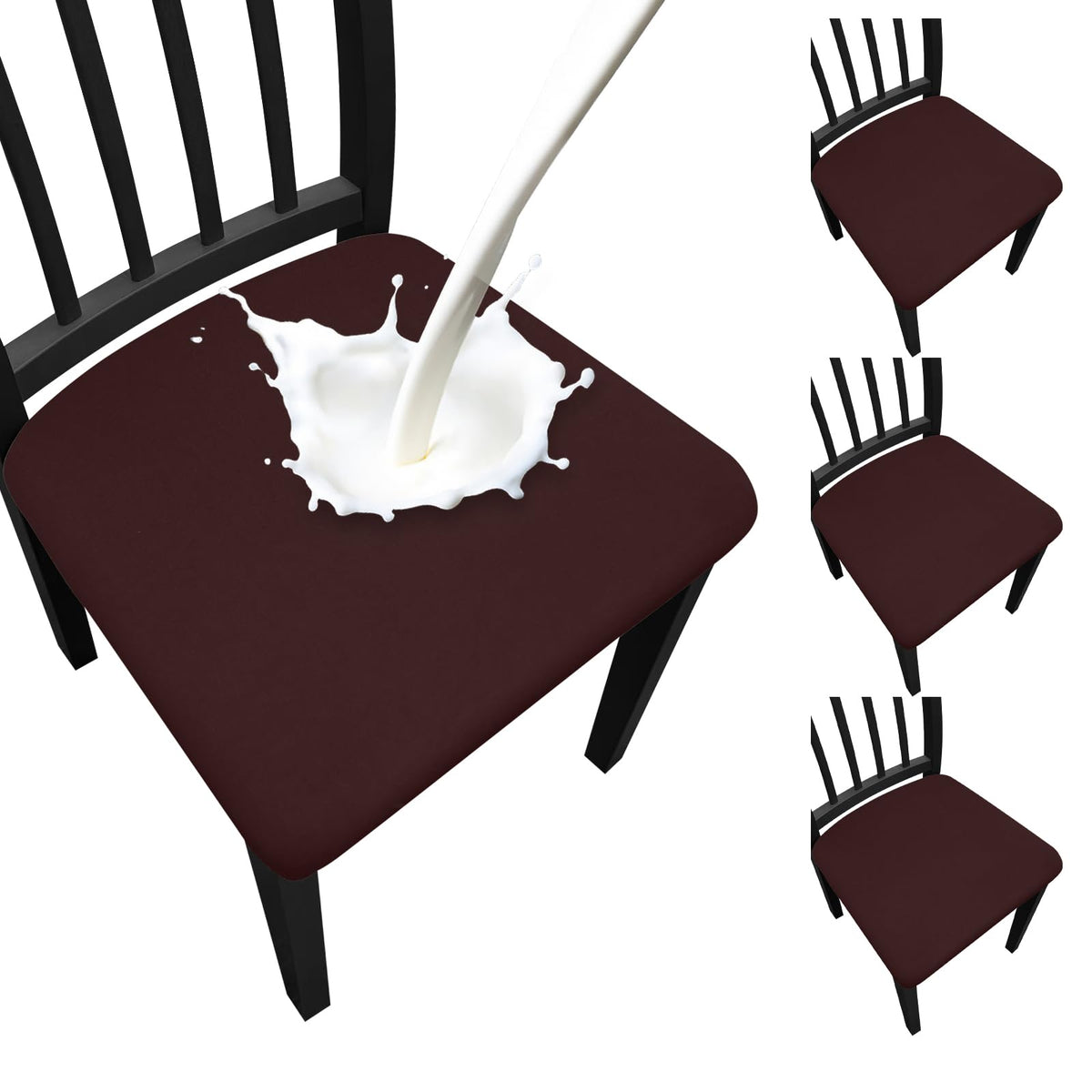 Waterproof Dining Chair Seat Covers Set of 6, Stretch Removable Dining Room Seat Covers for Dining Chairs, Kitchen, Hotel, Party