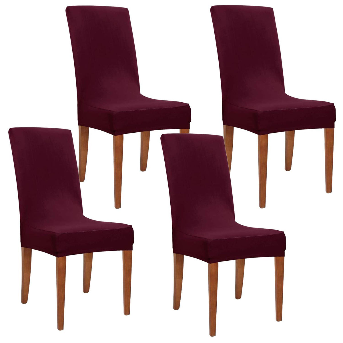 Obstal Black Stretch Spandex Dining Room Chair Covers ?Set of 4 Universal Removable Washable Chair Seat Slipcovers Protector for Kitchen, Ceremony, Wedding, Banquet, Hotel and Party