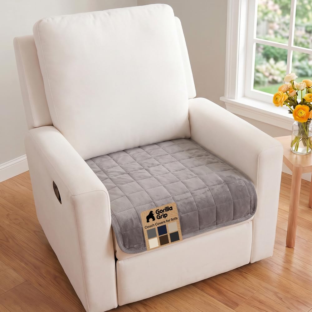 GORILLA GRIP Slip and Leak Resistant Plush Loveseat Cover, Brown