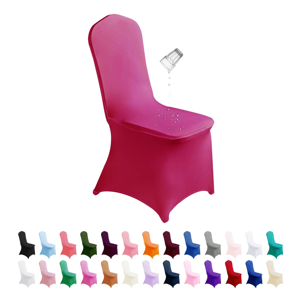 SuperO Waterproof Spandex Chair Cover 25PCS, Stretch Dining Chair Covers, Polyester Outdoor Chair Covers, Protector Stretch Chair Cover for Party Universal, Banquet, Wedding Event, Hotel(White)