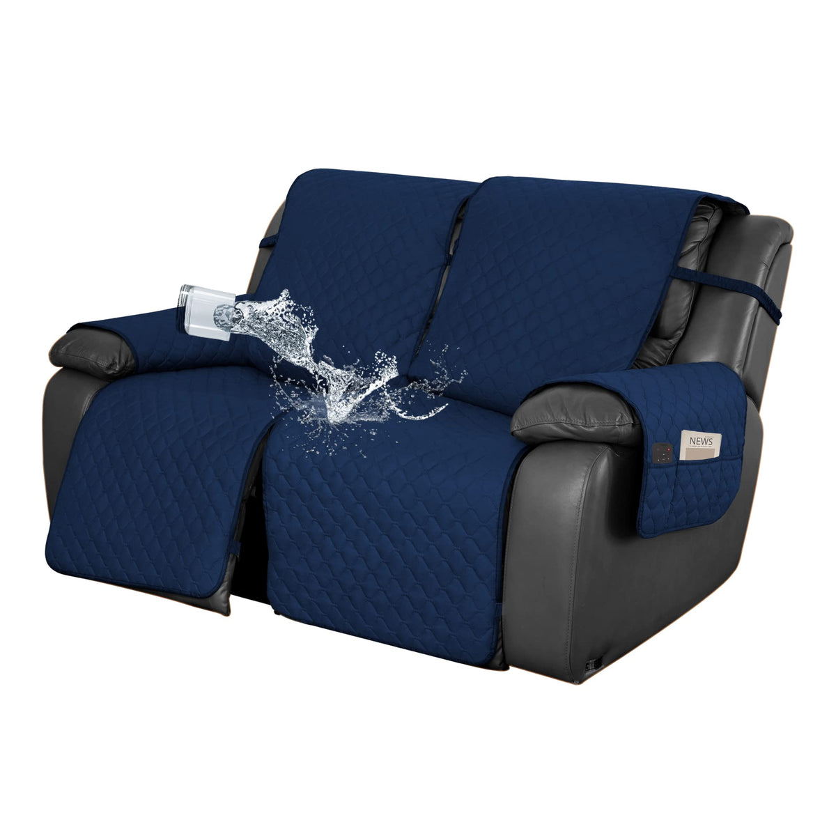 Easy-Going Waterproof Recliner Loveseat Sofa Cover with Pocket, 1-Piece Reversible Couch Cover for 2 Seat Recliner, Protector with Elastic Straps for Pets(Recliner Loveseat, Gray/Light Gray)
