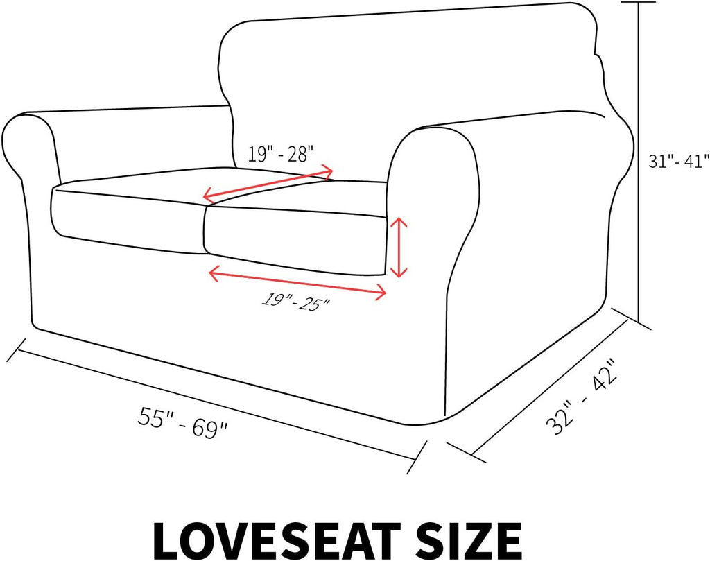 MAXIJIN 2 Piece Couch Covers for 2 Cushion Couch Super Stretch Loveseat Slipcover Dogs Pet Proof Fitted Furniture Protector Spandex Non Slip Sofa Love Seat Cover Washable (Loveseat, Gray)