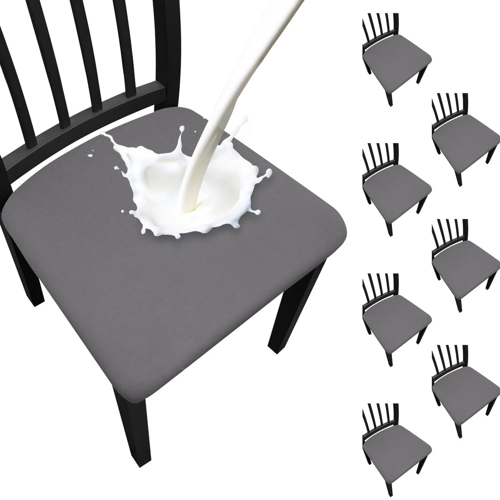 Waterproof Dining Chair Seat Covers Set of 6, Stretch Removable Dining Room Seat Covers for Dining Chairs, Kitchen, Hotel, Party