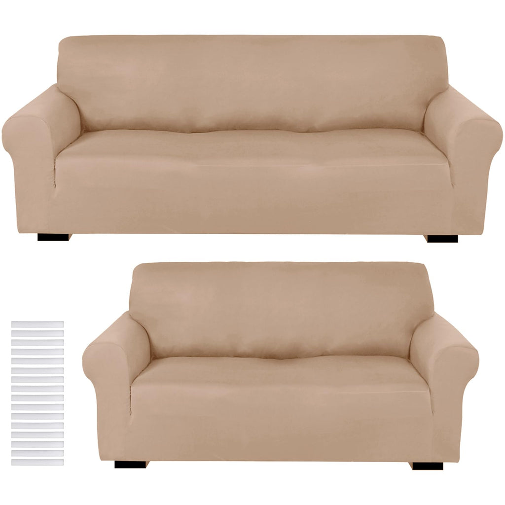 Peryiter 2 Pcs Couch and Loveseat Sofa Covers,Navy Blue,Milk Silk