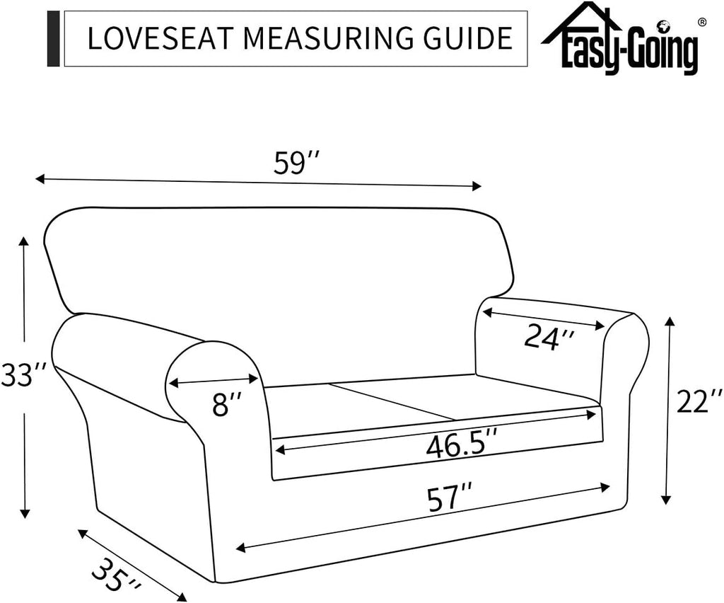 Easy-Going 2 Pieces Stretch Loveseat Couch Sofa Slipcover Washable