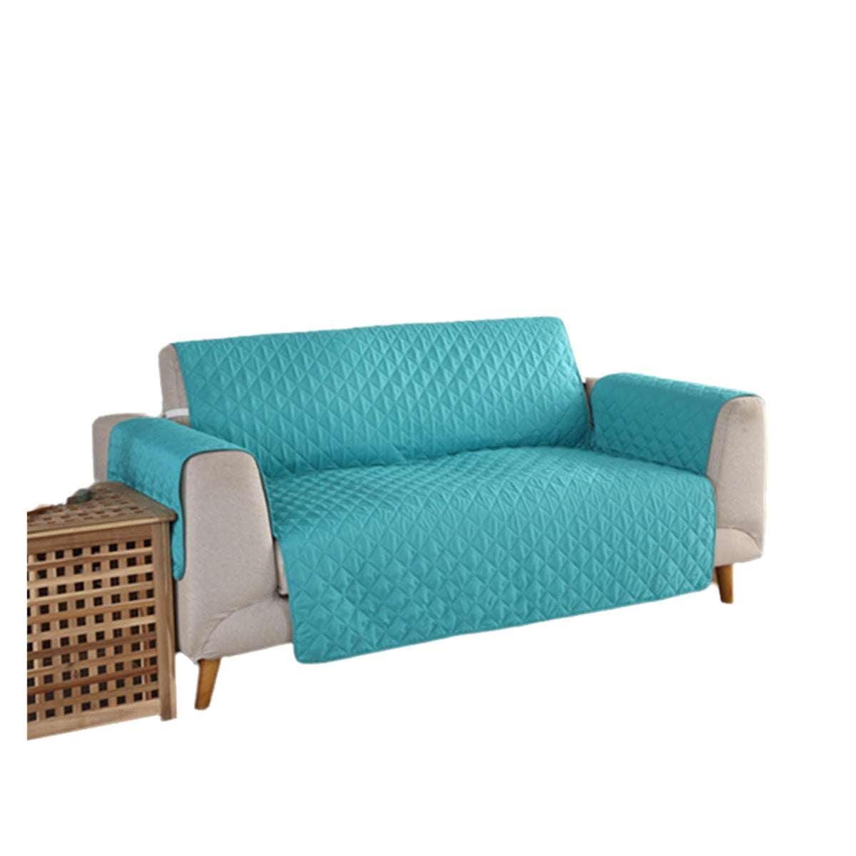 Water-Resistant Loveseat Slipcover with Non-Slip Design Reversible Furniture Protector for Pets, Spill-Proof Sofa Cover(Blue,Small)