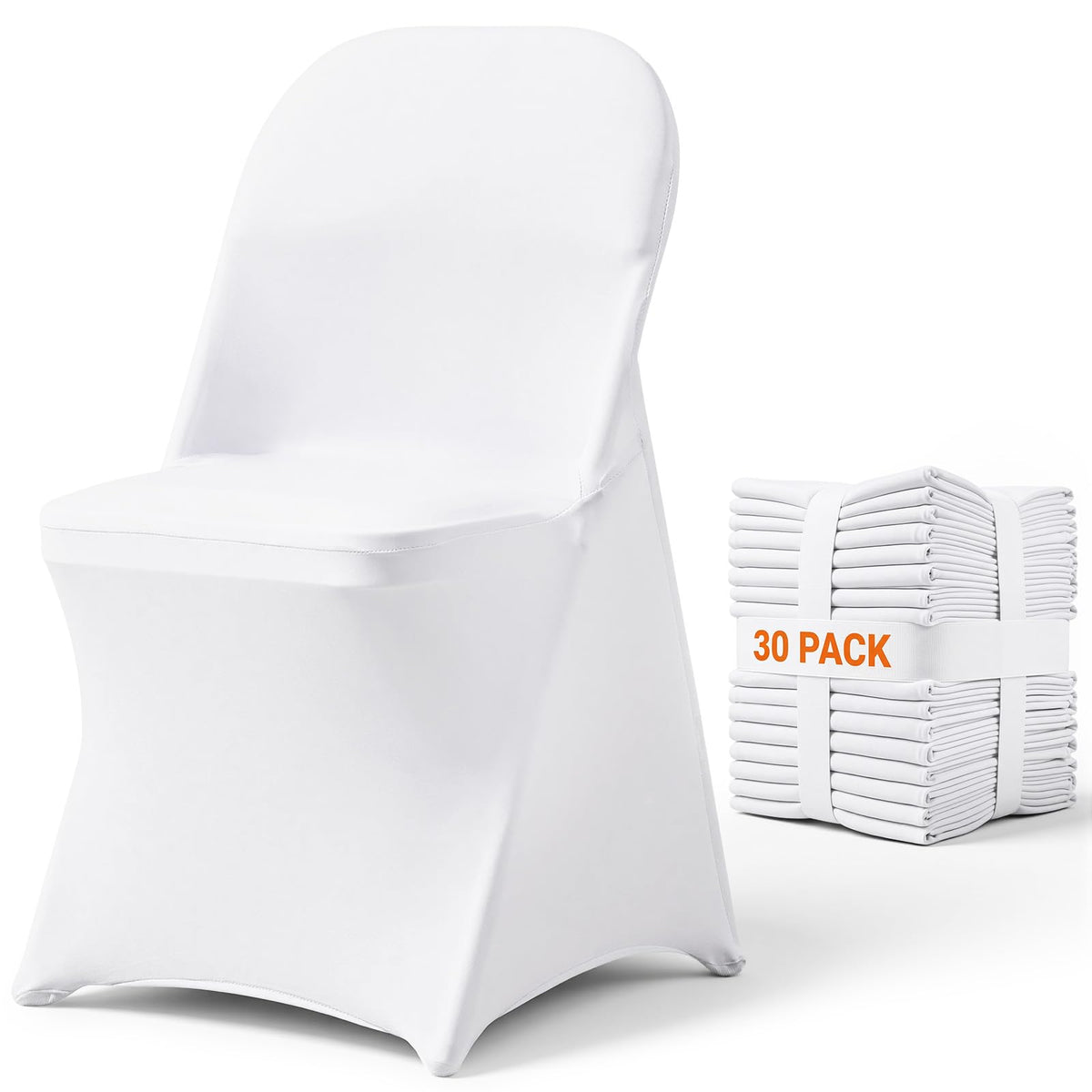 VEVOR 100 Pcs White Chair Covers Polyester Spandex Chair Cover Stretch Slipcovers for Wedding Party Dining Banquet Flat-Front Chair Covers