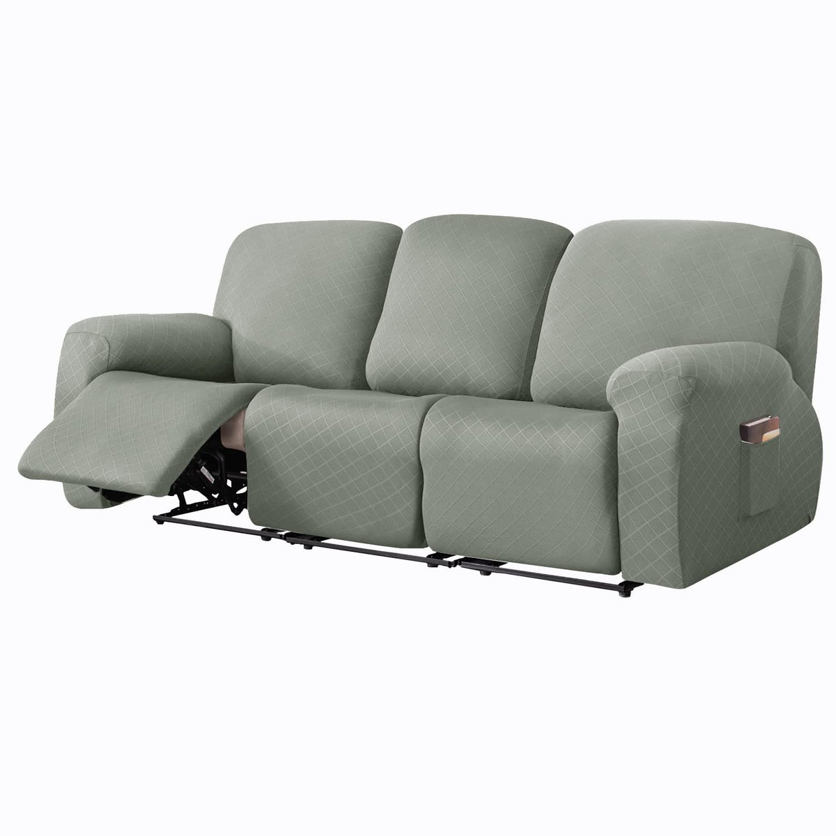vctops Diamond Recliner Loveseat Slipcover 6-Pieces Stretch Dual Recliner Sofa Covers for 2 Seat Dual Reclining Loveseat Couch Soft Solid Furniture Protector (Dark Coffee,2 Seat)