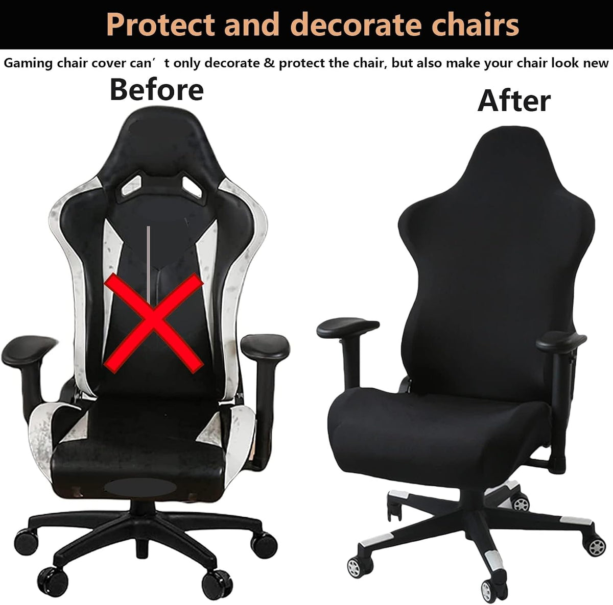 NarSea Gaming Chair Cover, Gaming Chair seat Cover 4pc/Set Office Chair Cover Stretchable with armrest/Back Covers/Chair seat Cover, Gamer Chair Cover of Computer Video Game Office Chair Cover