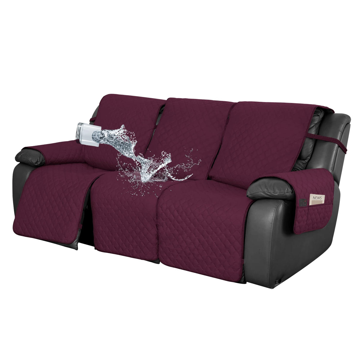 Easy-Going Waterproof Recliner Loveseat Sofa Cover with Pocket, 1-Piece Reversible Couch Cover for 2 Seat Recliner, Protector with Elastic Straps for Pets(Recliner Loveseat, Gray/Light Gray)