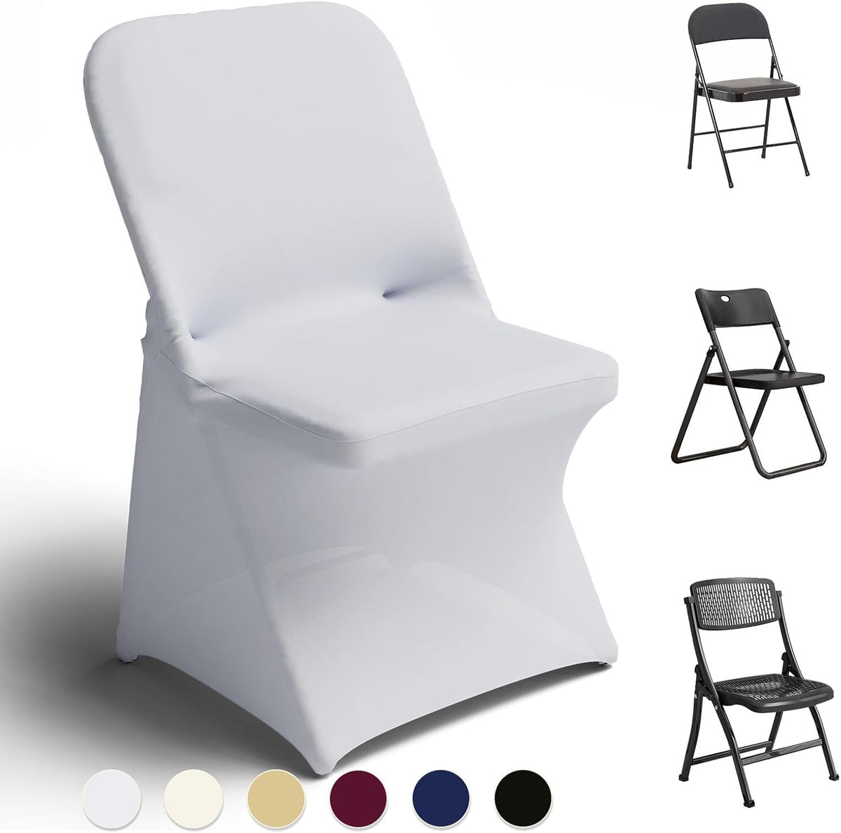 Trlyc White Spandex Chair Covers 100 Pcs for Wedding Party