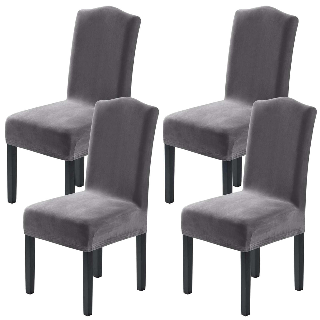 H.VERSAILTEX Dining Chair Covers Velvet Stretch Chair Covers for Dining Room Set of 6 Parson Chair Slipcovers Chair Protectors Covers, Soft Thick Solid Velvet Fabric Washable, Ivory