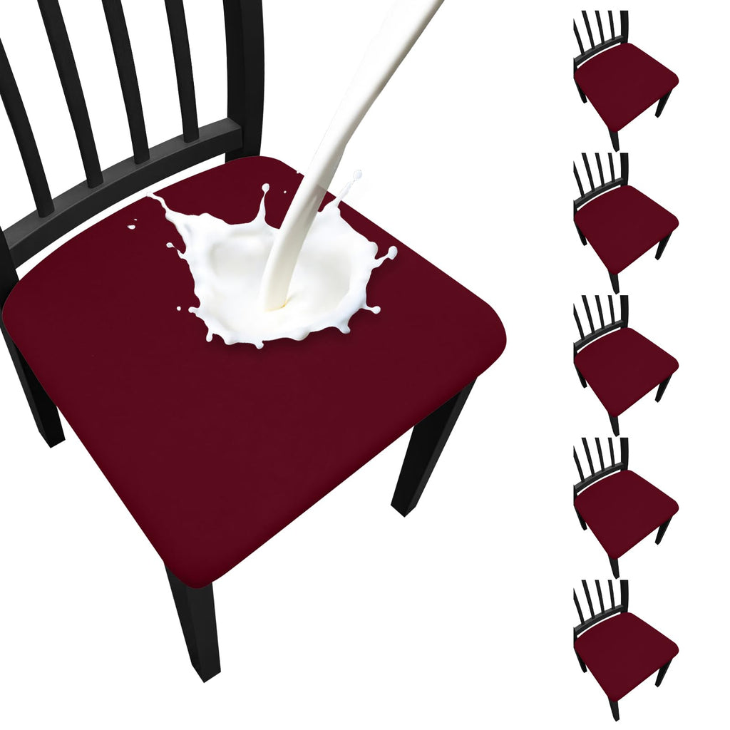 Waterproof Dining Chair Seat Covers Set of 6, Stretch Removable Dining Room Seat Covers for Dining Chairs, Kitchen, Hotel, Party