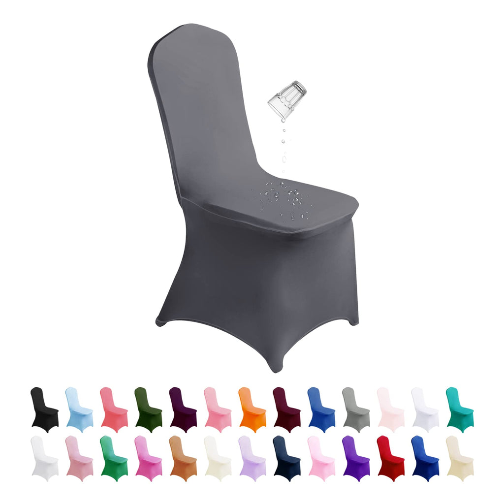 SuperO Waterproof Spandex Chair Cover 25PCS, Stretch Dining Chair Covers, Polyester Outdoor Chair Covers, Protector Stretch Chair Cover for Party Universal, Banquet, Wedding Event, Hotel(White)