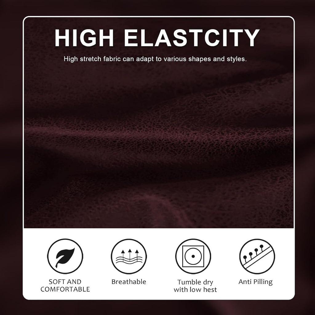 molasofa Leather Look Couch Cushion Covers, Stretch Sofa Cushion Covers for Sectional Armchair Loveseat Protector,Replacement Seat Cushion Slipcovers, Machine Washable (2 Cushion Loveseat, Red)